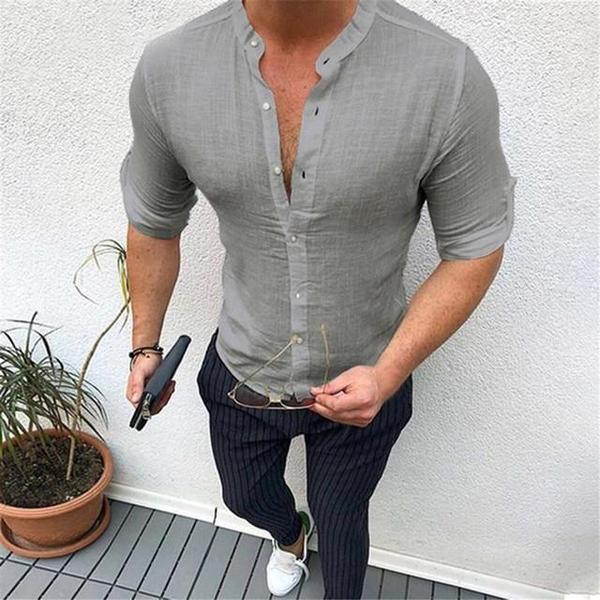 Cardigan långärmad skjorta herr