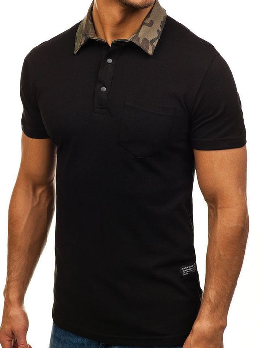 Enfärgad polotröja herr Kamouflageslagslag Casual Kortärmad slimmad T-shirt herr